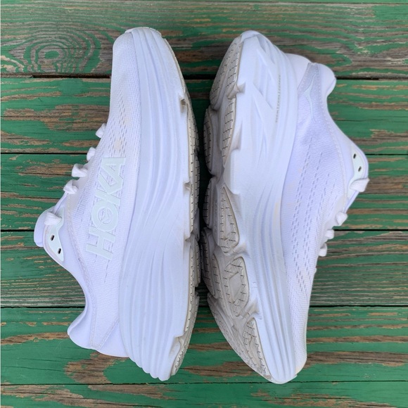 HOKA ONE ONE Womens Bondi 8 Sz 7.5 B White Sneakers Shoes Athletic Walking Sport - Picture 10 of 15